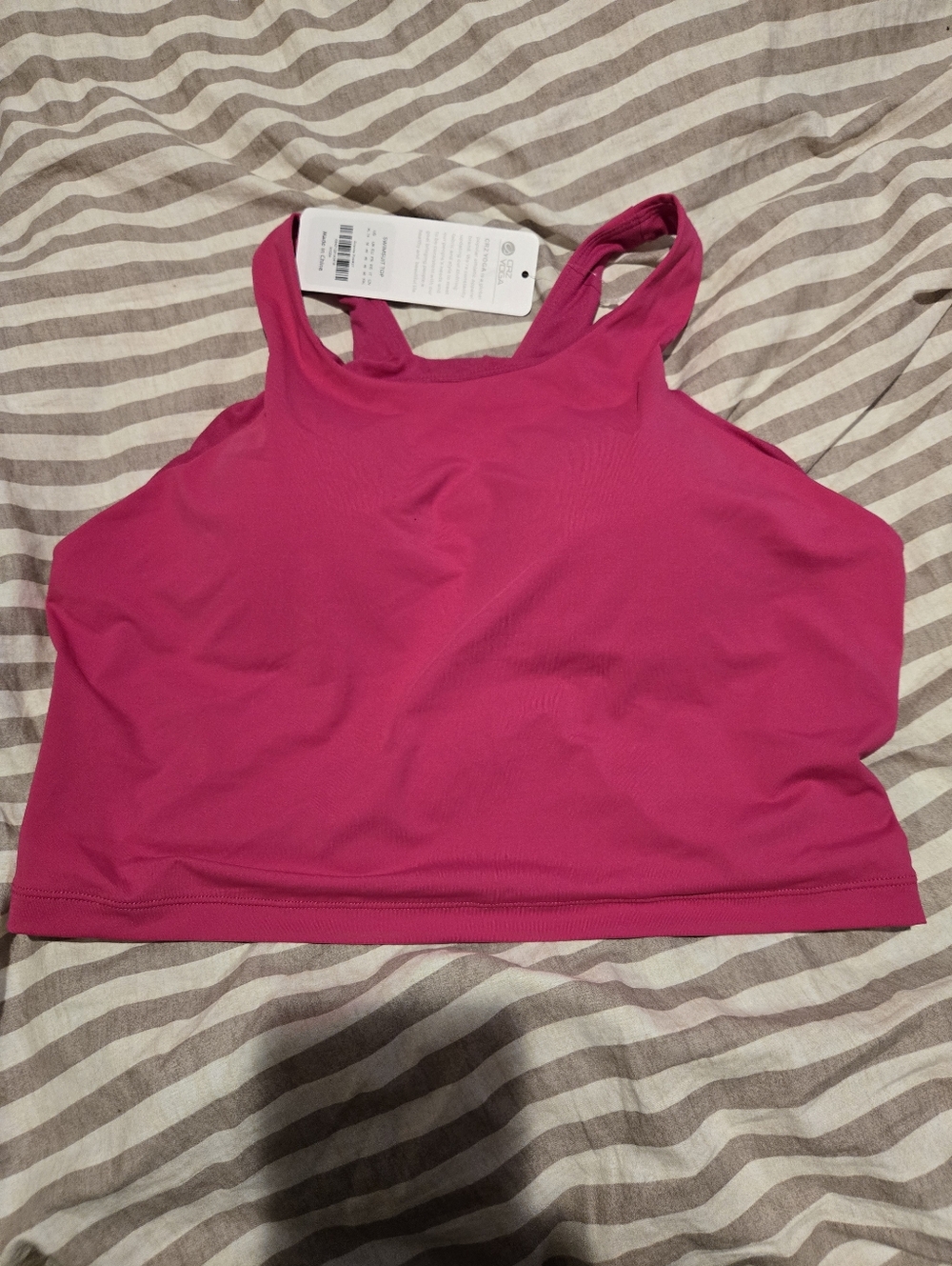 Bright Pink Racerback Crop Swim Top